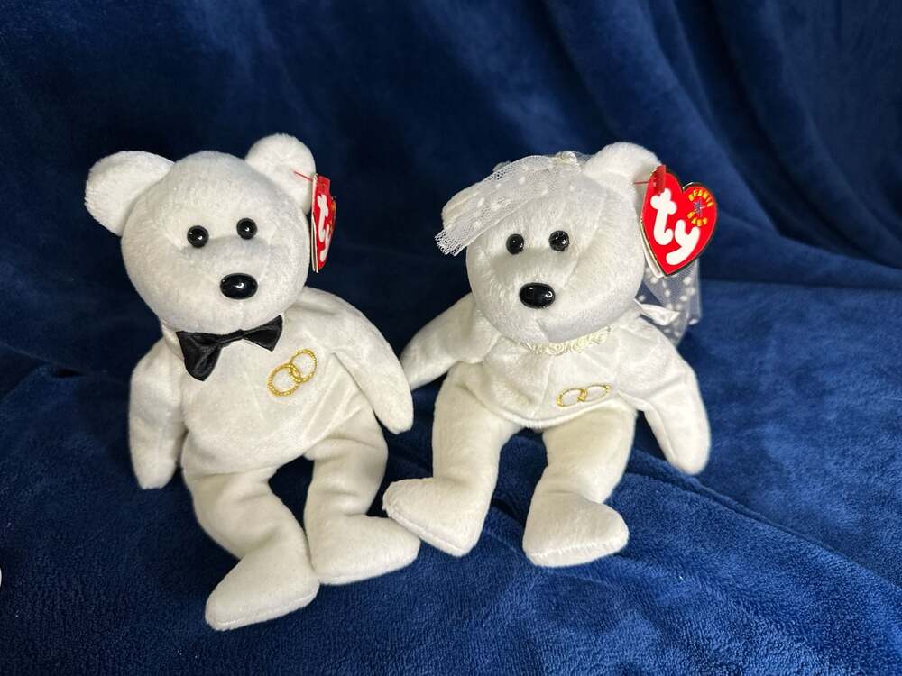 Ty Beanie Baby Bride and Groom Wedding Bears Set of 2